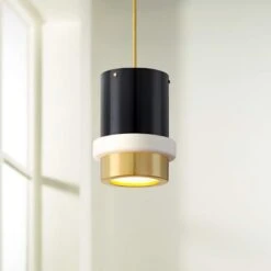 Corbett Beckenham 11" Wide Polished Brass Black Mini Pendant