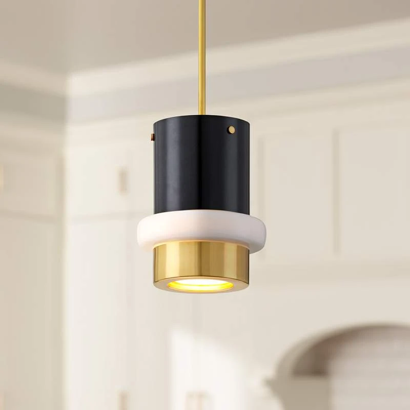 Corbett Beckenham 8" Wide Polished Brass Black Mini Pendant 1 Corbett Beckenham 8" Wide Polished Brass Black Mini Pendant