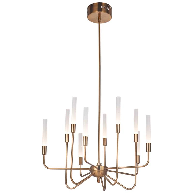 Craftmade Valdi 26 1/2"W Satin Brass 10-Light LED Chandelier 4 Craftmade Valdi 26 1/2"W Satin Brass 10-Light LED Chandelier - Image 4