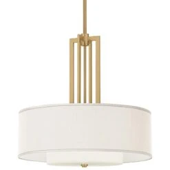 Cream Faux Silk Carey 24" Gold 4-Light Chandelier
