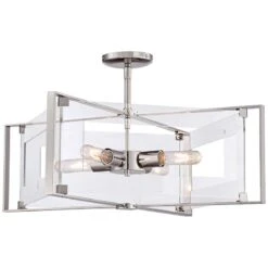 Crystal Clear 19 3/4"W Polished Nickel 4-Light Pendant -Modern Lamp Shop crystal clear 19 and three quarter inchw polished nickel 4 light pendant 8c616views1