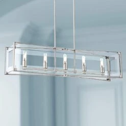 Crystal Clear 43 1/4"W Nickel Kitchen Island Light Pendant