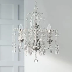 Crystal Rain 15" Wide Chrome 3-Light Crystal Chandelier