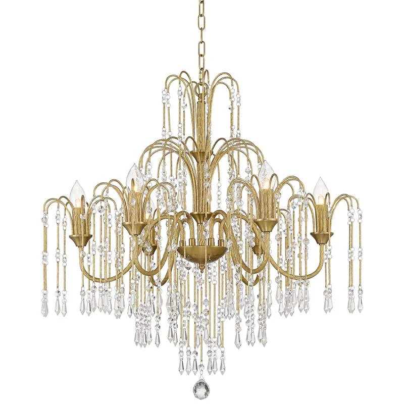 Crystal Rain 30" Wide Soft Gold Crystal 6-Light Chandelier 2 Crystal Rain 30" Wide Soft Gold Crystal 6-Light Chandelier - Image 2