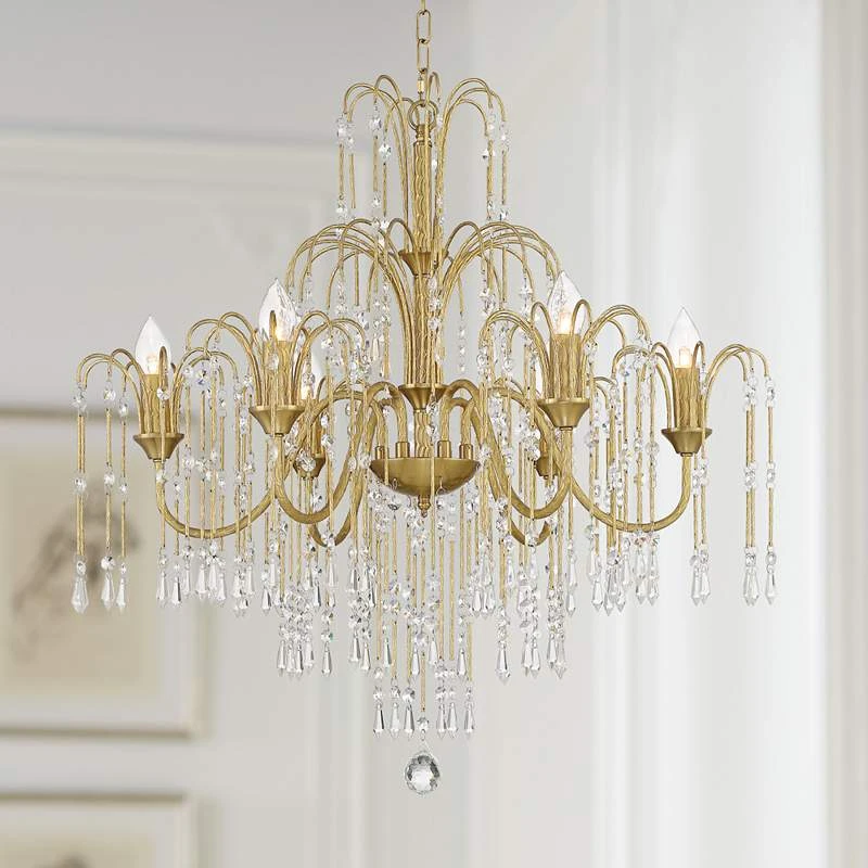 Crystal Rain 30" Wide Soft Gold Crystal 6-Light Chandelier 1 Crystal Rain 30" Wide Soft Gold Crystal 6-Light Chandelier