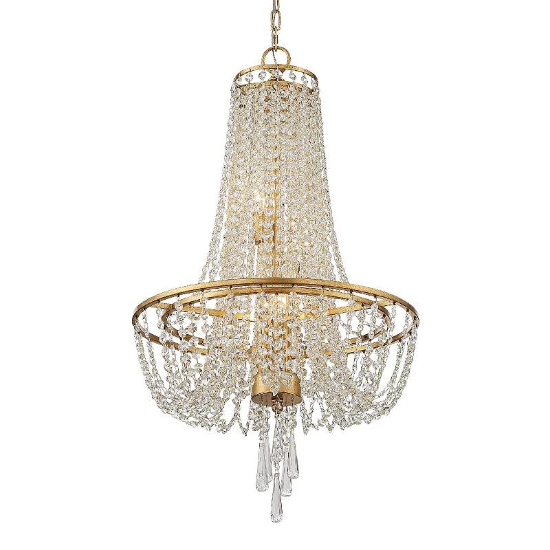 Crystorama Arcadia 18" Wide Antique Gold Crystal Chandelier 1 Crystorama Arcadia 18" Wide Antique Gold Crystal Chandelier