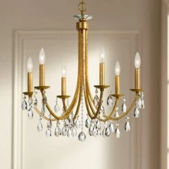 Crystorama Bridgehampton 26"W Antique Gold 6-Light Crystal Chandelier