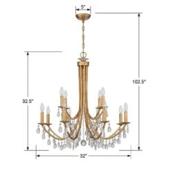 Crystorama Bridgehampton 32" Wide Gold 12-Light Chandelier -Modern Lamp Shop crystorama bridgehampton 32 inch wide gold 12 light chandelier 83f94views4