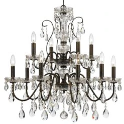 Crystorama Butler 29" W English Bronze 12-Light Crystal Chandelier