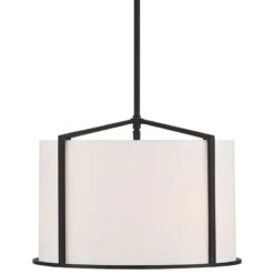 Crystorama Carlyn 16" Wide Black Steel Drum Pendant Light