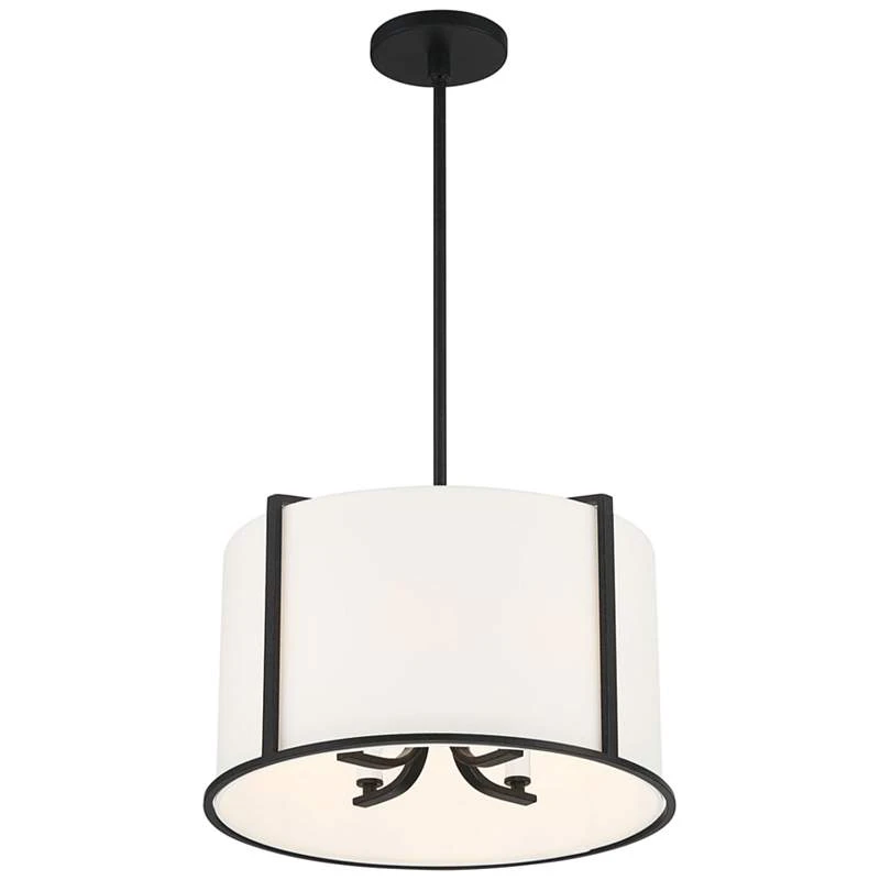 Crystorama Carlyn 16" Wide Black Steel Drum Pendant Light 5 Crystorama Carlyn 16" Wide Black Steel Drum Pendant Light - Image 5