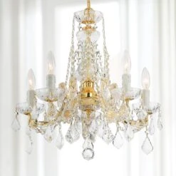 Crystorama Maria Theresa 20" Wide 5-Light Gold Chandelier