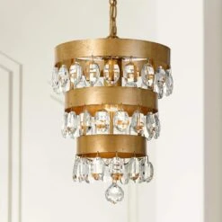 Crystorama Perla 10"W Antique Gold Crystal Mini-Chandelier
