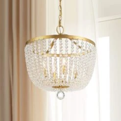 Crystorama Rylee 16 1/2" Wide Antique Gold And Glass Chandelier