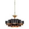 Currey And Company Grand Lotus 20 1/4" Black And Gold Small Chandelier