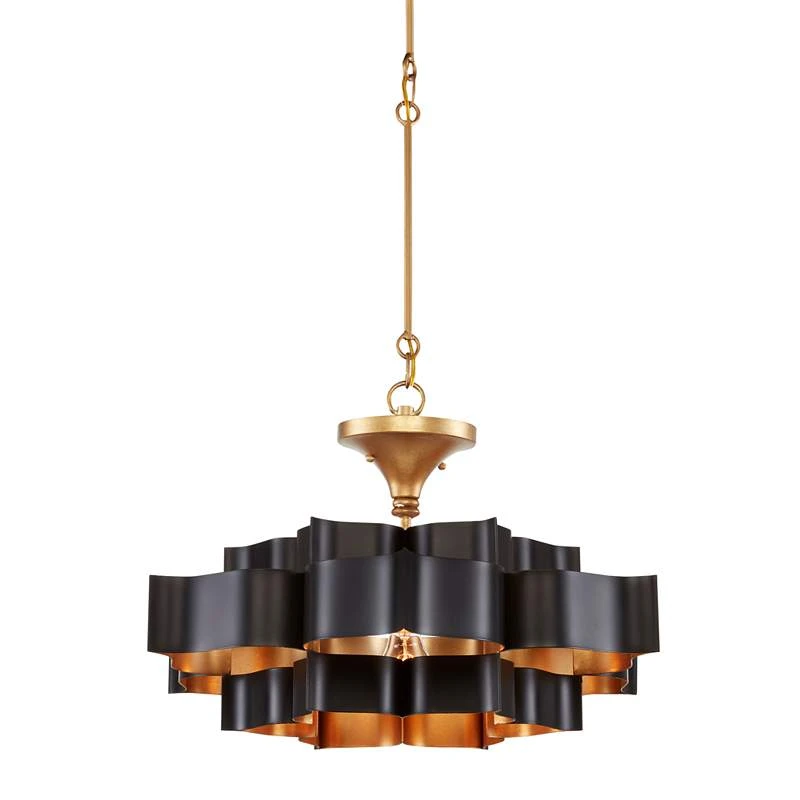Currey And Company Grand Lotus 20 1/4" Black And Gold Small Chandelier 1 Currey And Company Grand Lotus 20 1/4" Black And Gold Small Chandelier