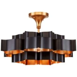 Currey And Company Grand Lotus 20 1/4" Black And Gold Small Chandelier 8 Currey And Company Grand Lotus 20 1/4" Black And Gold Small Chandelier -Modern Lamp Shop currey and company grand lotus 20 and one quarter inch black and gold small chandelier 596j2views2