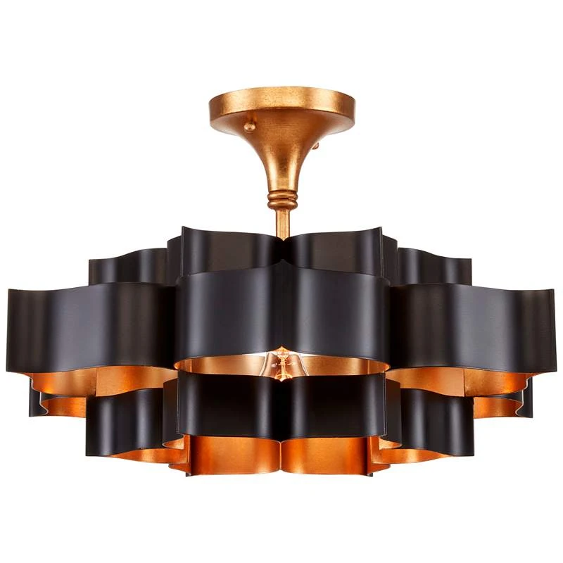 Currey And Company Grand Lotus 20 1/4" Black And Gold Small Chandelier 3 Currey And Company Grand Lotus 20 1/4" Black And Gold Small Chandelier - Image 3