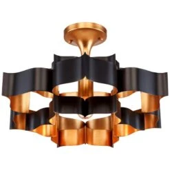 Currey And Company Grand Lotus 20 1/4" Black And Gold Small Chandelier 9 Currey And Company Grand Lotus 20 1/4" Black And Gold Small Chandelier -Modern Lamp Shop currey and company grand lotus 20 and one quarter inch black and gold small chandelier 596j2views3