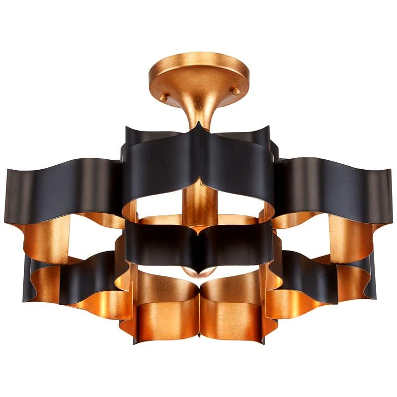 Currey And Company Grand Lotus 20 1/4" Black And Gold Small Chandelier 4 Currey And Company Grand Lotus 20 1/4" Black And Gold Small Chandelier - Image 4