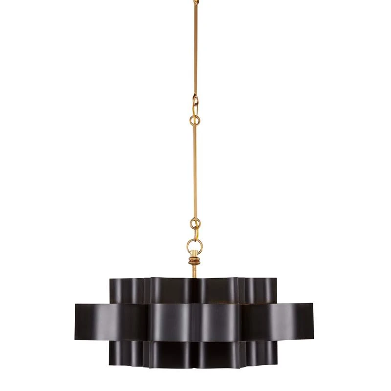 Currey And Company Grand Lotus 20 1/4" Black And Gold Small Chandelier 5 Currey And Company Grand Lotus 20 1/4" Black And Gold Small Chandelier - Image 5