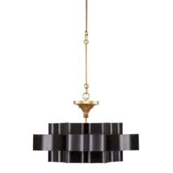 Currey And Company Grand Lotus 20 1/4" Black And Gold Small Chandelier 11 Currey And Company Grand Lotus 20 1/4" Black And Gold Small Chandelier -Modern Lamp Shop currey and company grand lotus 20 and one quarter inch black and gold small chandelier 596j2views5