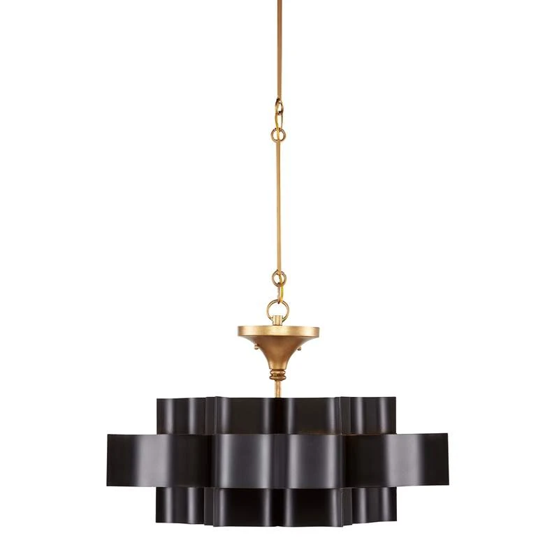 Currey And Company Grand Lotus 20 1/4" Black And Gold Small Chandelier 6 Currey And Company Grand Lotus 20 1/4" Black And Gold Small Chandelier - Image 6