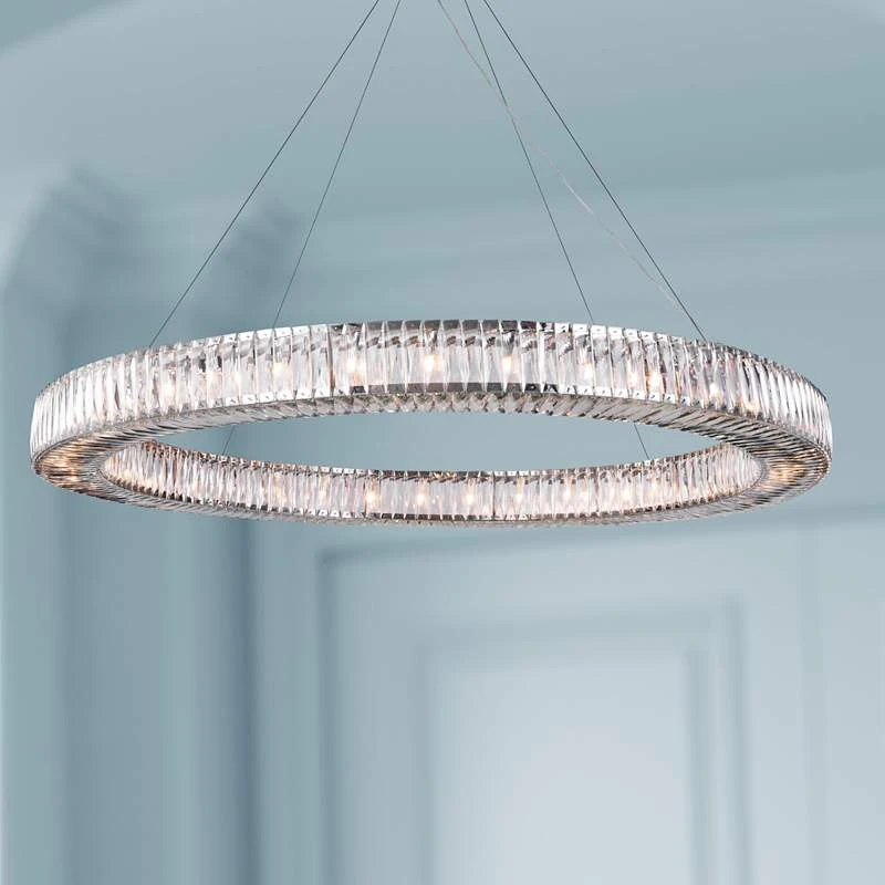 Cuvette 63" Wide Chrome And Crystal Pendant Light 1 Cuvette 63" Wide Chrome And Crystal Pendant Light