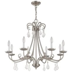 Daphne 29 3/4" Wide Brushed Nickel 8-Light Chandelier -Modern Lamp Shop daphne 29 and three quarter inch wide brushed nickel 8 light chandelier 69m12views2