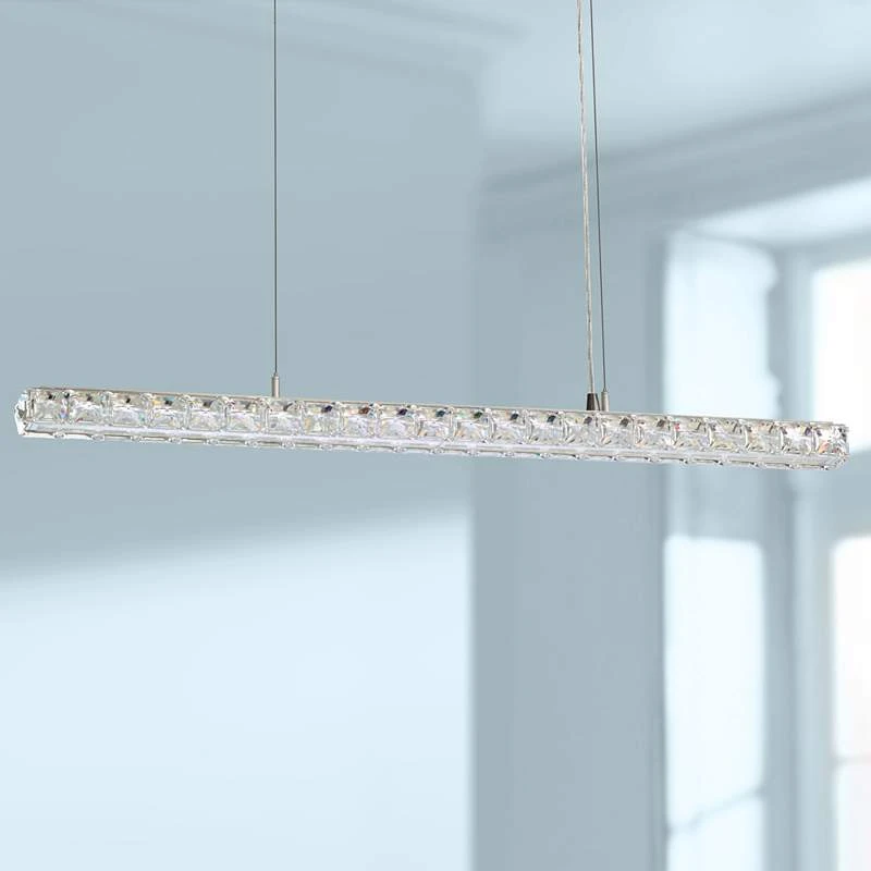 Dionia 38" Wide Stainless Steel Modern LED Kitchen Island Pendant 1 Dionia 38" Wide Stainless Steel Modern LED Kitchen Island Pendant