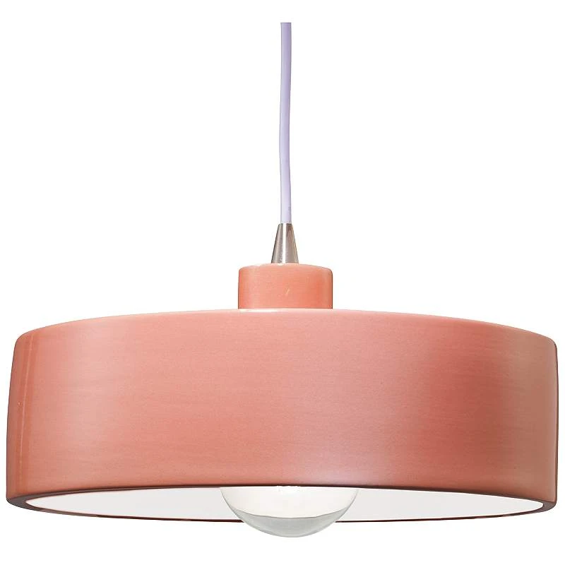 Dish 12" Wide Gloss Blush Ceramic Drum Mini Pendant Light 1 Dish 12" Wide Gloss Blush Ceramic Drum Mini Pendant Light