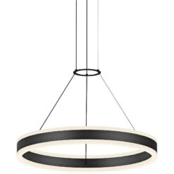 Double Corona 23 3/4" Wide Satin Black 2-Light LED Pendant