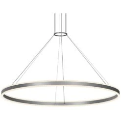 Double Corona 59" Wide Satin Aluminum 2-Light LED Pendant