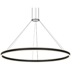 Double Corona 60" Wide Satin Black 2-Light LED Pendant