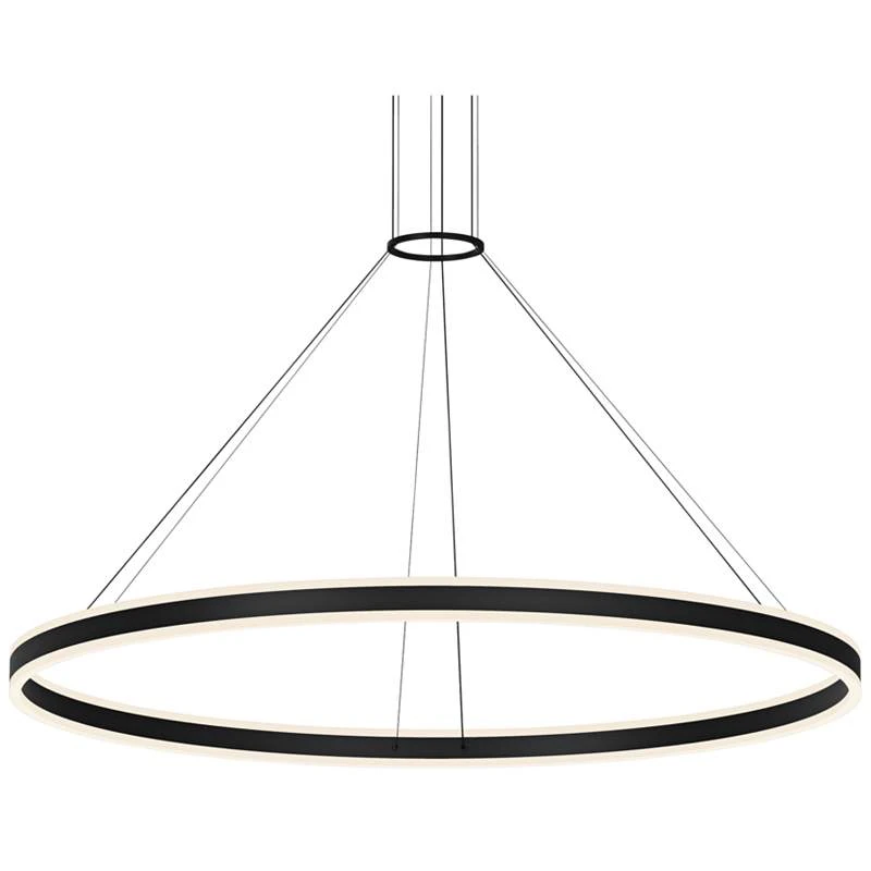 Double Corona 60" Wide Satin Black 2-Light LED Pendant 1 Double Corona 60" Wide Satin Black 2-Light LED Pendant