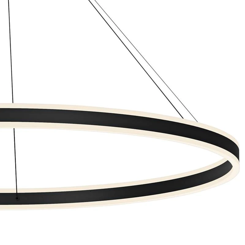 Double Corona 60" Wide Satin Black 2-Light LED Pendant 2 Double Corona 60" Wide Satin Black 2-Light LED Pendant - Image 2