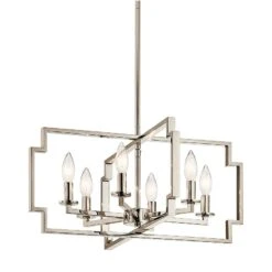 Downtown Deco 21 1/2"W Polished Nickel 6-Light Chandelier