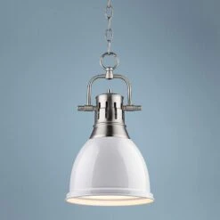 Golden Lighting Duncan Pewter 9" Wide Contemporary White Mini Pendant