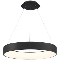 DweLED Corso 32" Wide LED Black Ring Pendant Chandelier