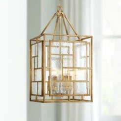 Edgemont Park 18" Wide 6-Light Pandora Gold Leaf Pendant