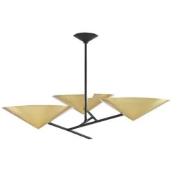 EEquilibrium 39.5" Wide 3-Light Black And Brass Modern Chandelier