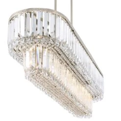 Ella 38 3/4" Wide Brushed Nickel Crystal Island Pendant Light -Modern Lamp Shop ella 38 and three quarter inch wide brushed nickel crystal island pendant light 444h2views2