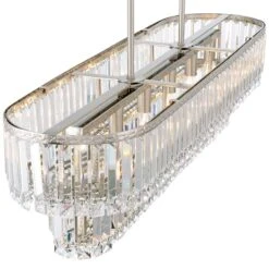 Ella 38 3/4" Wide Brushed Nickel Crystal Island Pendant Light -Modern Lamp Shop ella 38 and three quarter inch wide brushed nickel crystal island pendant light 444h2views3