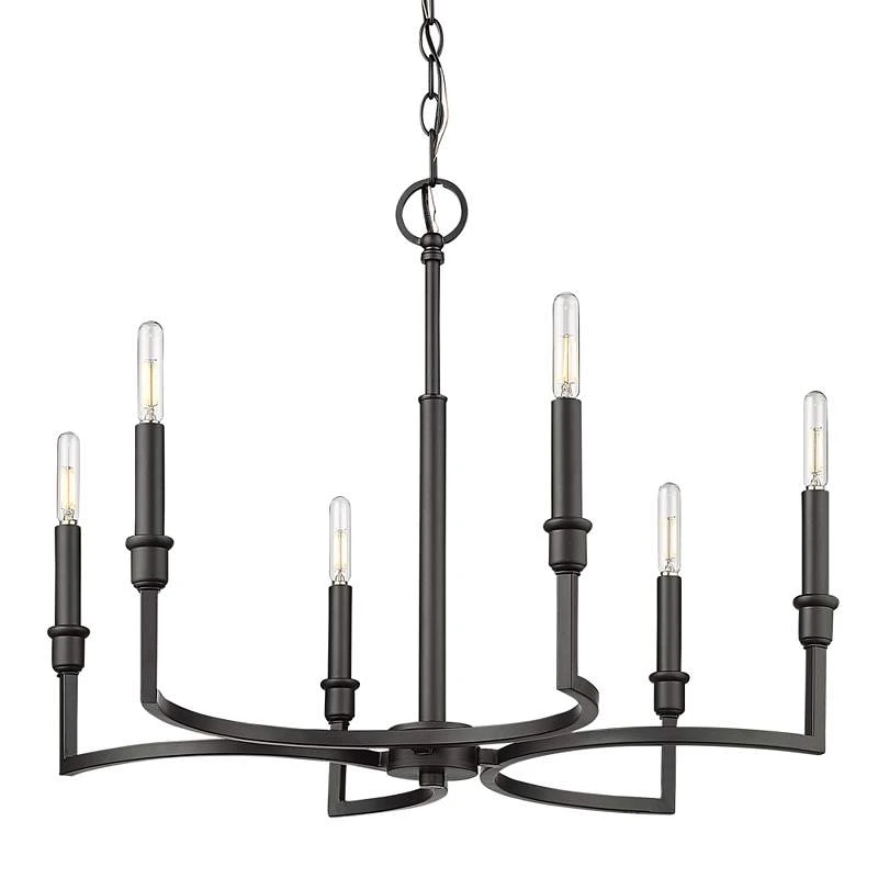 Golden Lighting Ellyn 25" Wide Matte Black Metal 6-Light Chandelier 2 Golden Lighting Ellyn 25" Wide Matte Black Metal 6-Light Chandelier - Image 2