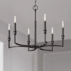 Golden Lighting Ellyn 25" Wide Matte Black Metal 6-Light Chandelier