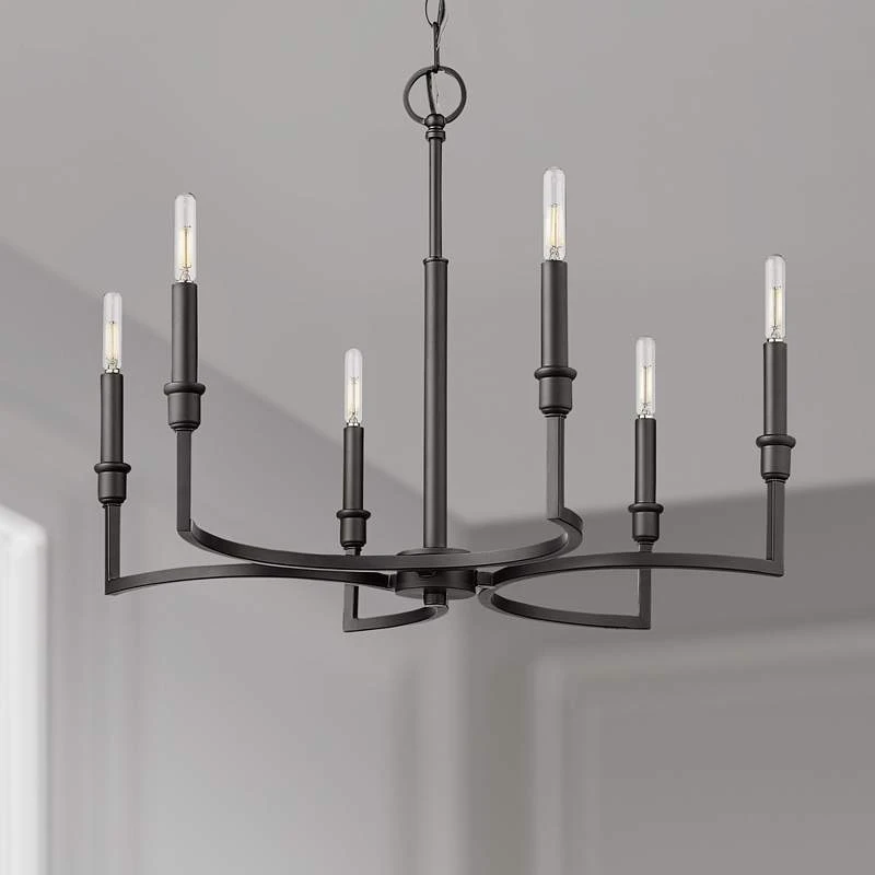Golden Lighting Ellyn 25" Wide Matte Black Metal 6-Light Chandelier 1 Golden Lighting Ellyn 25" Wide Matte Black Metal 6-Light Chandelier