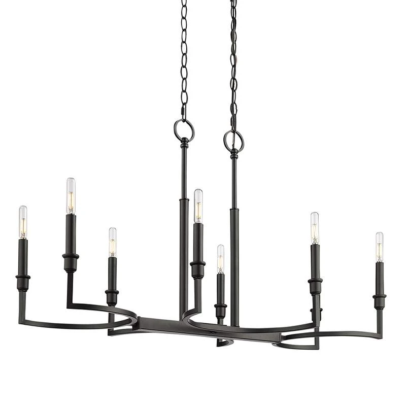 Golden Lighting Ellyn 35 1/4"W Matte Black 8-Light Linear Island Pendant 2 Golden Lighting Ellyn 35 1/4"W Matte Black 8-Light Linear Island Pendant - Image 2