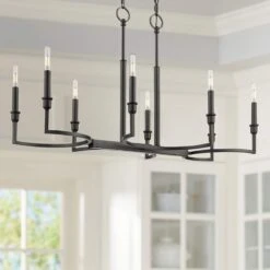 Golden Lighting Ellyn 35 1/4"W Matte Black 8-Light Linear Island Pendant