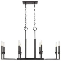 Golden Lighting Ellyn 35 1/4"W Matte Black 8-Light Linear Island Pendant 9 Golden Lighting Ellyn 35 1/4"W Matte Black 8-Light Linear Island Pendant -Modern Lamp Shop ellyn 35 and one quarter inchw matte black 8 light linear island pendant 047c2views3