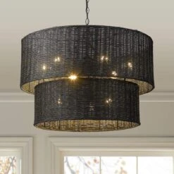 Golden Lighting Erma 28 1/2" Wide Matte Black 9-Light Chandelier